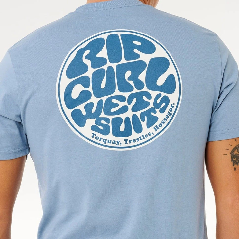 Rip Curl Wettie Passage Icon Tee - Faded Denim