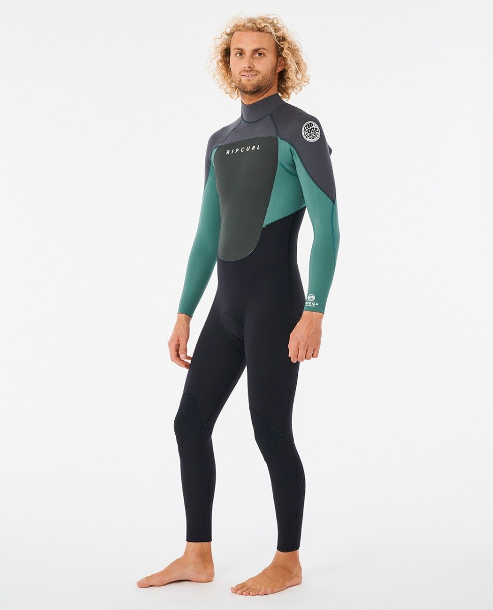 Rip Curl Omega 3/2mm Mens Back Zip Summer Wetsuit in Muted Green