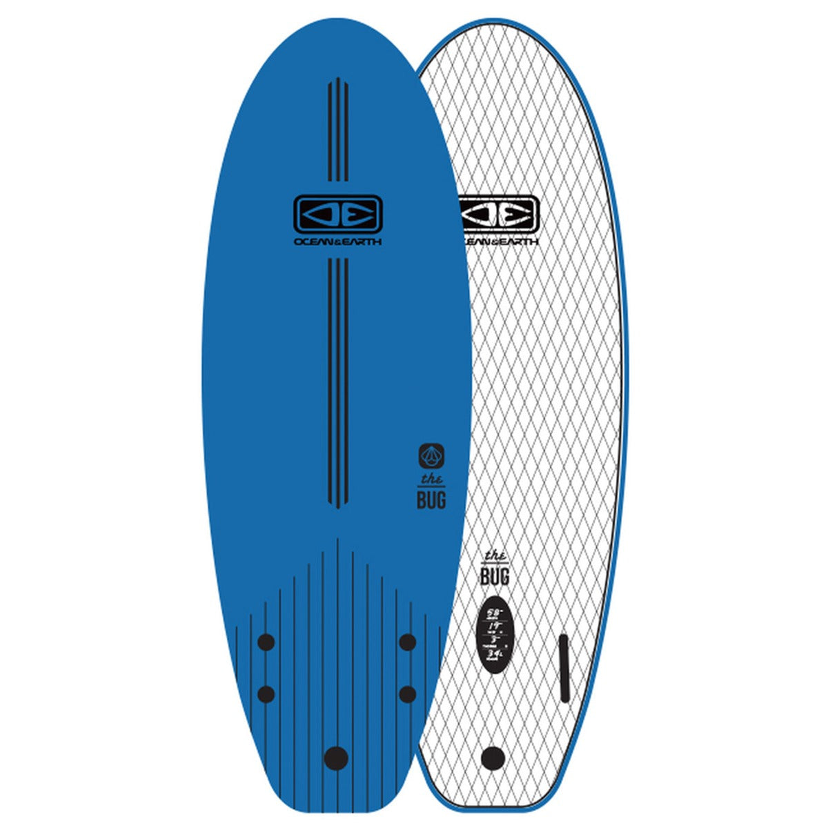 Ocean and Earth Bug Soft Surfboard in Navy - Full View