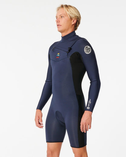 Rip Curl Men's Dawn Patrol Long Sleeve 2mm Chest Zip Shorty Wetsuit 2024 - Navy