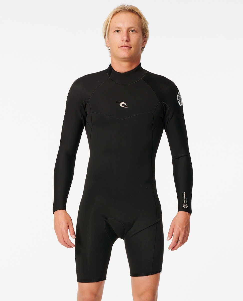 Rip Curl Men's Dawn Patrol Long Sleeve 2mm Back Zip Shorty Wetsuit 2024 - Black