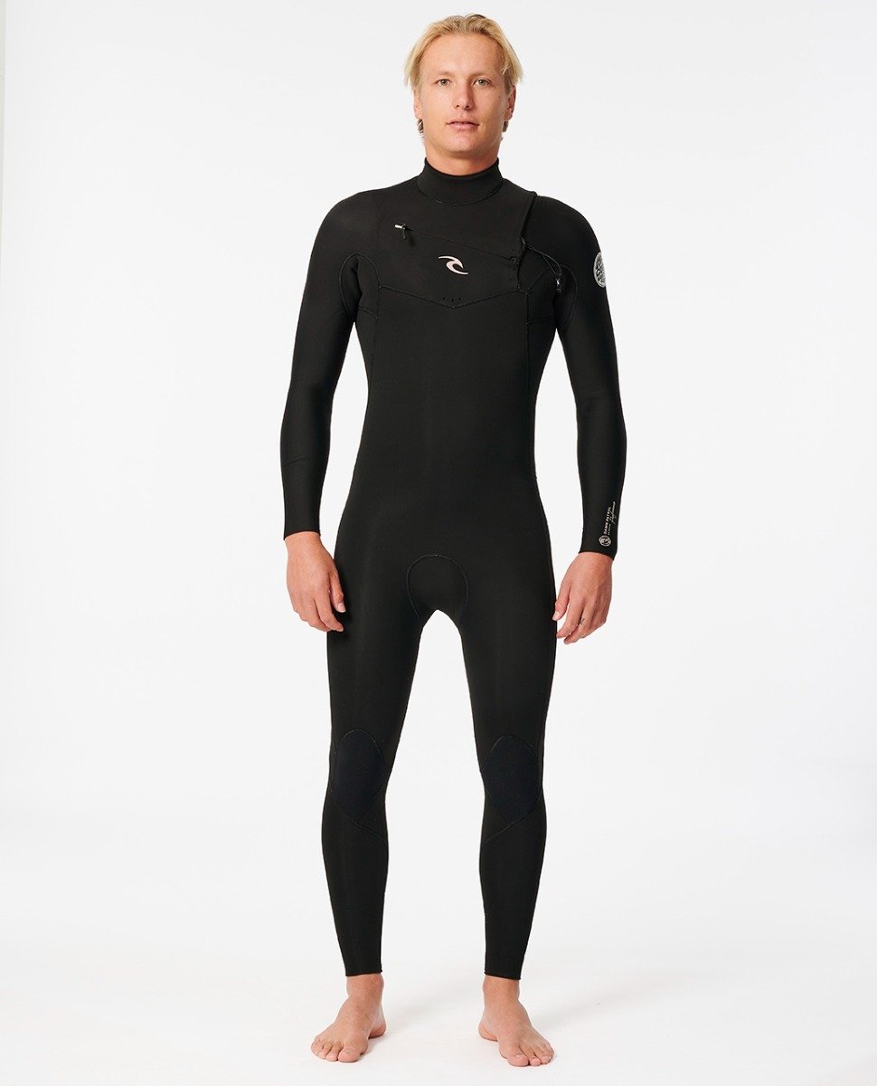 Rip Curl Dawn Patrol Perf Chest Zip 3/2mm Mens Summer Wetsuit in Black