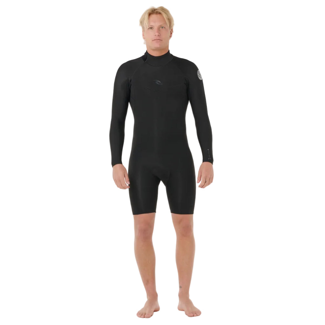 Rip Curl Dawn Patrol 2mm Mens Back Zip Long Arm Shorty Wetsuit in Black