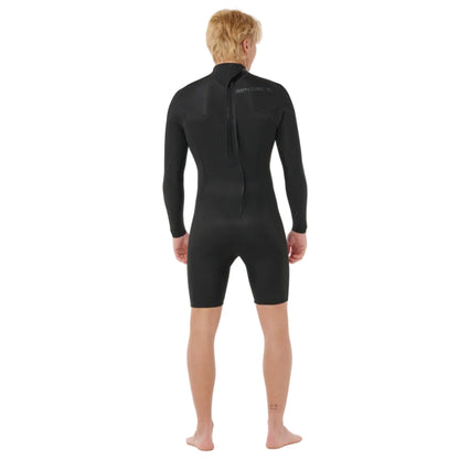 Rip Curl Dawn Patrol 2mm Mens Back Zip Long Arm Shorty Wetsuit in Black