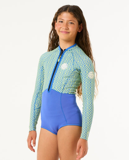 Rip Curl G Bomb 1/5mm Junior Chest Zip Shorty Wetsuit - Blue