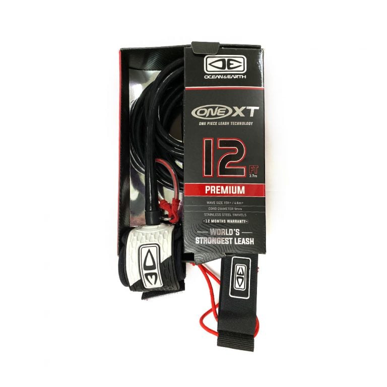 Ocean and Earth One-Xt Premium 12ft Surf Leash 2021 - Black/White - Full View