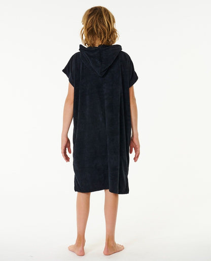 Rip Curl Brand Hooded Towel Boys Changing Robe - Black/Grey