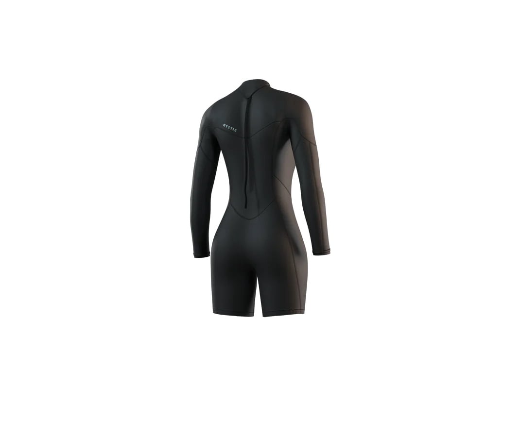 Mystic Brand Women's Back Zip Long Arm Flatlock 3/2mm Shorty Wetsuit - Black