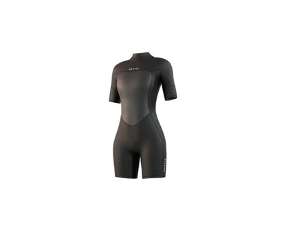 Mystic Brand Womens Back Zip Flatlock 3/2mm Shorty Wetsuit in Black
