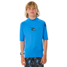 Rip Curl Brand Wave Boys UPF Short Sleeve Rash Vest - Blue Gum