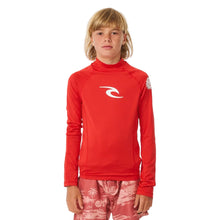 Rip Curl Brand Wave UPF Boys Long Sleeved Rash Vest - Red