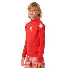 Rip Curl Brand Wave UPF Boys Long-Sleeved Rash Vest - Red