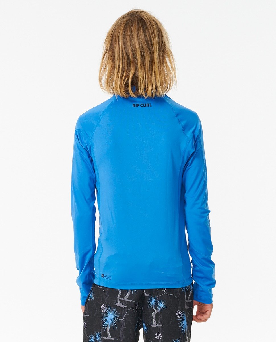 Rip Curl Brand Wave UPF Boys Long Sleeve Rash Vest - Blue Gum