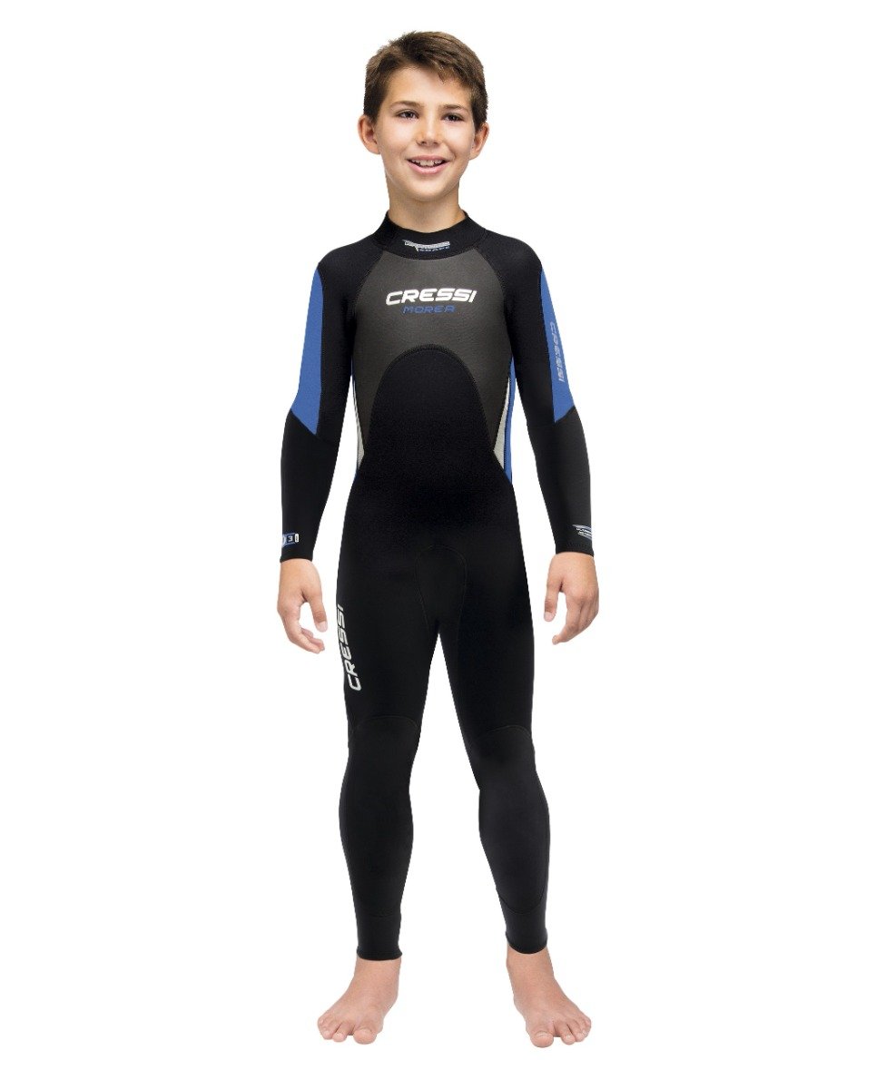 Cressi Morea Monopiece 3mm Junior Wetsuit 2021 - Black/Blue- Front
