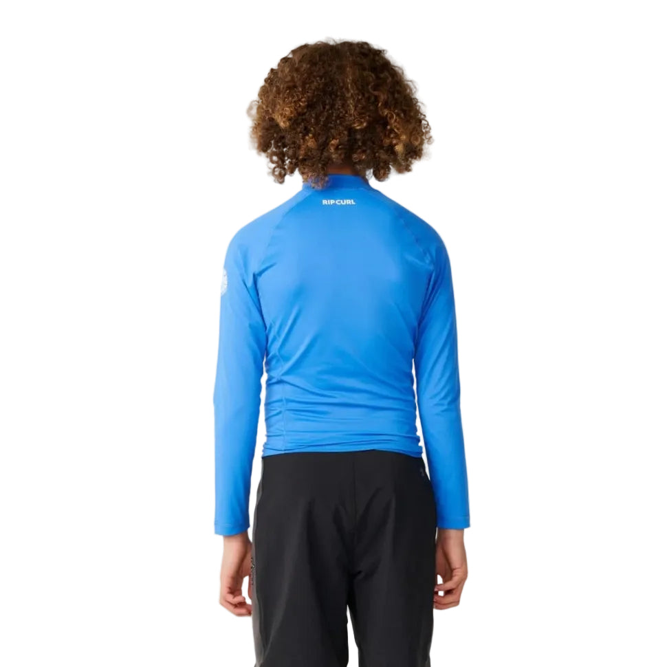 Rip Curl Waves UPF Boys LS Rash Vest - Blue Gum
