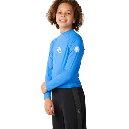 Rip Curl Waves UPF Boys LS Rash Vest - Blue Gum