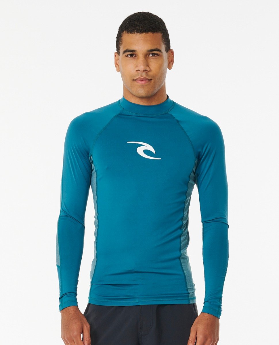 Rip Curl Waves UPF Perf Long Sleeve Rash Vest in Deep Ocean