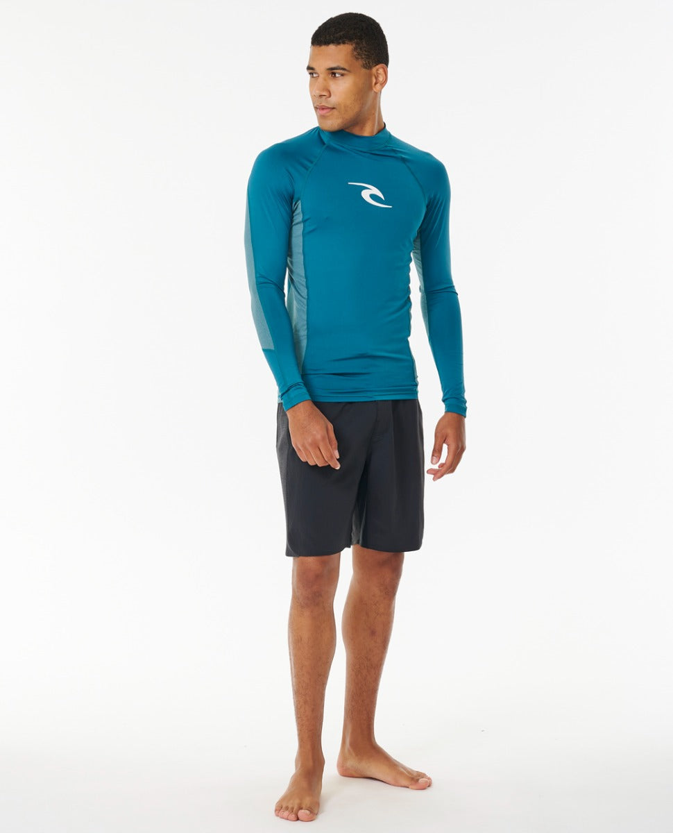 Rip Curl Waves UPF Perf Long Sleeve Rash Vest - Deep Ocean
