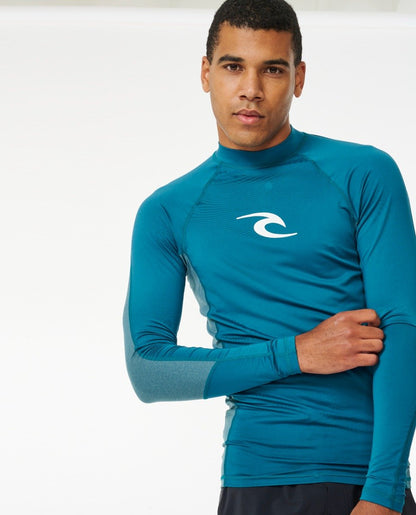 Rip Curl Waves UPF Perf Long Sleeve Rash Vest - Deep Ocean