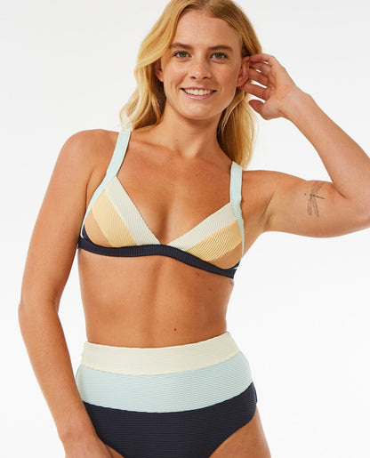 Rip Curl Block Party Spliced Fixed Women's Triangle Bikini Top - Navy