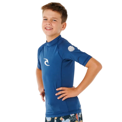Rip Curl Waves UPF Boys Rash Vest - Blue Gum