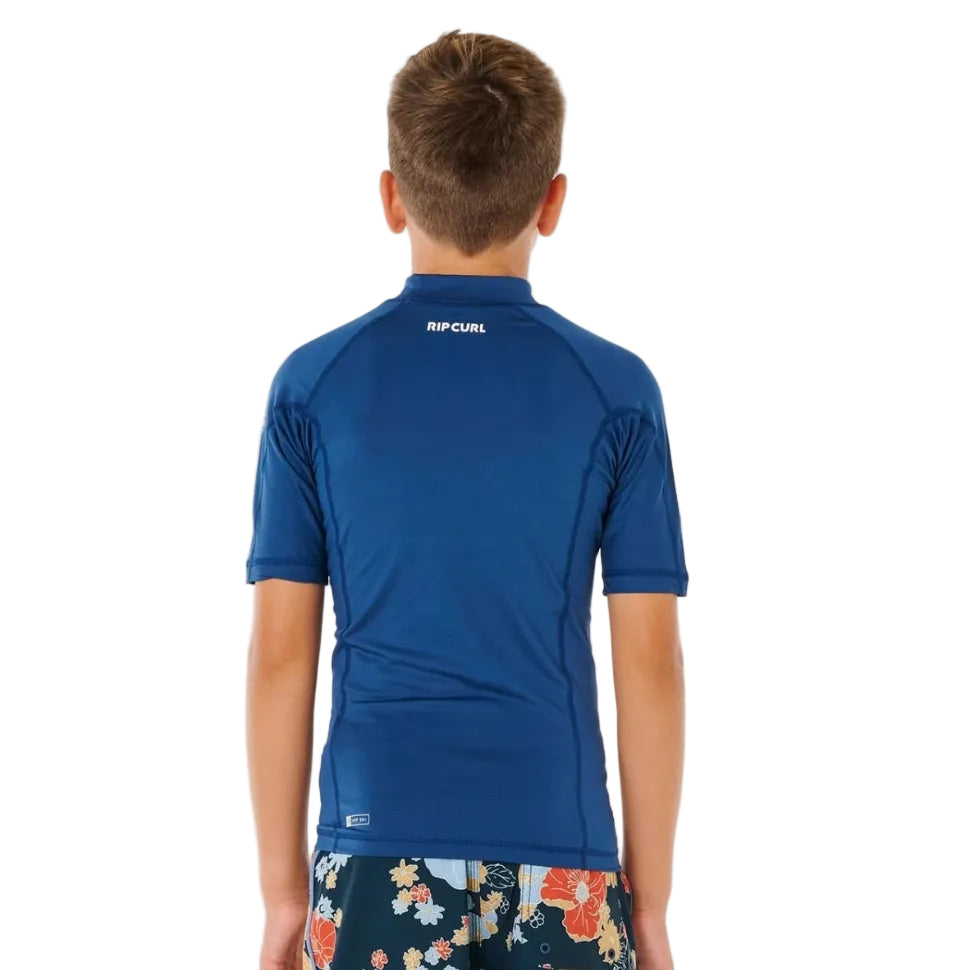 Rip Curl Waves UPF Boys Rash Vest in Blue Gum