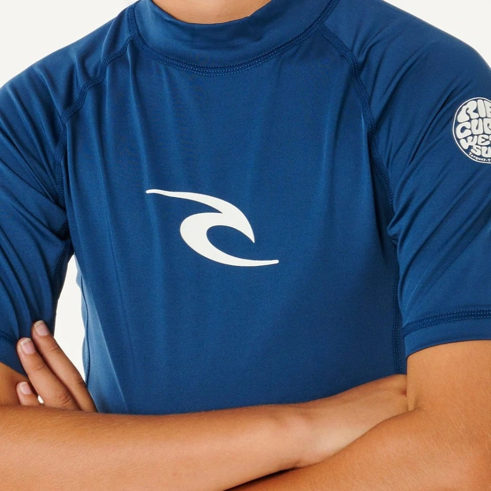 Rip Curl Waves UPF Boys Rash Vest - Blue Gum