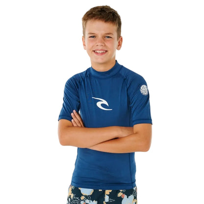 Rip Curl Waves UPF Boys Rash Vest - Blue Gum