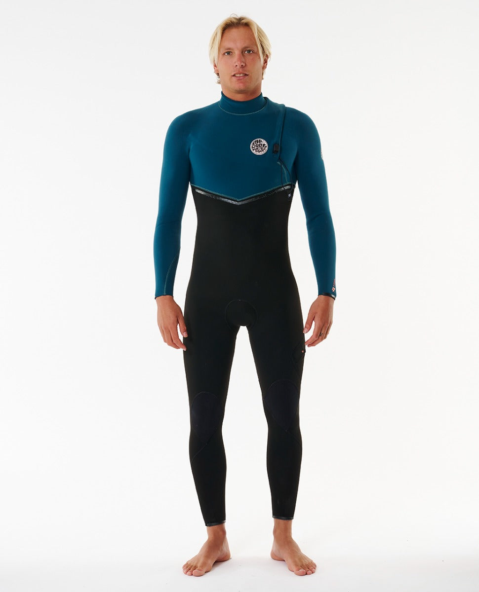 Rip Curl E Bomb 4/3mm Mens Zip Free Wetsuit in Blue Green