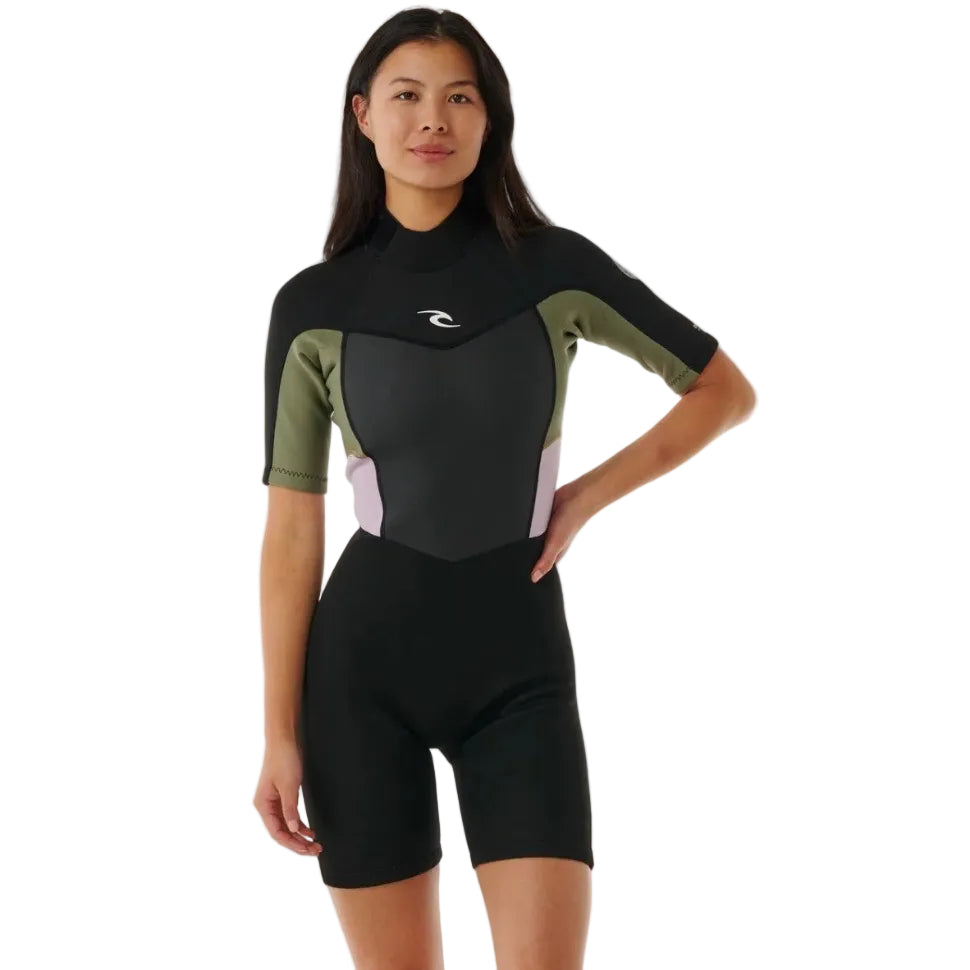 Rip Curl Omega 2/2mm Womens Back Zip Shorty Wetsuit - Khaki