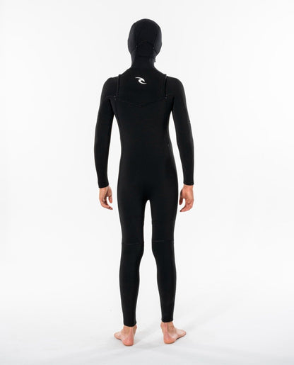 Rip Curl Junior Dawn Patrol 5/4mm Hooded Chest Zip Winter Wetsuit - Black