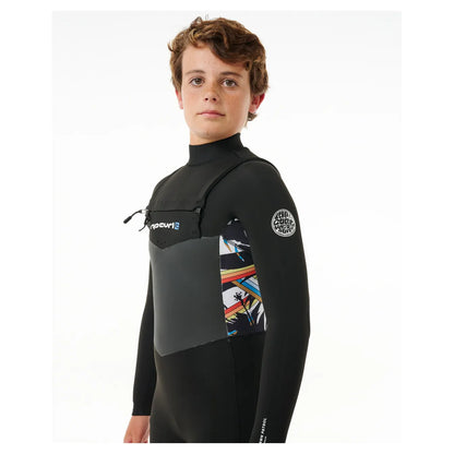 Rip Curl Junior Dawn Patrol 4/3 Chest Zip Wetsuit - Black/Multi - Buy online today