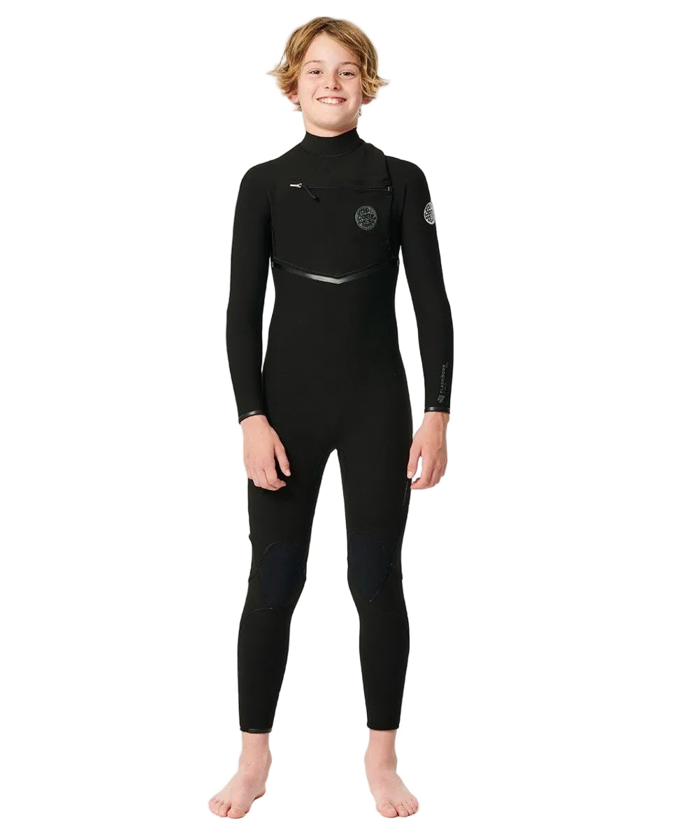 Ripcurl Junior Flashbomb 5/3mm Chest Zip Winter Wetsuit in Black