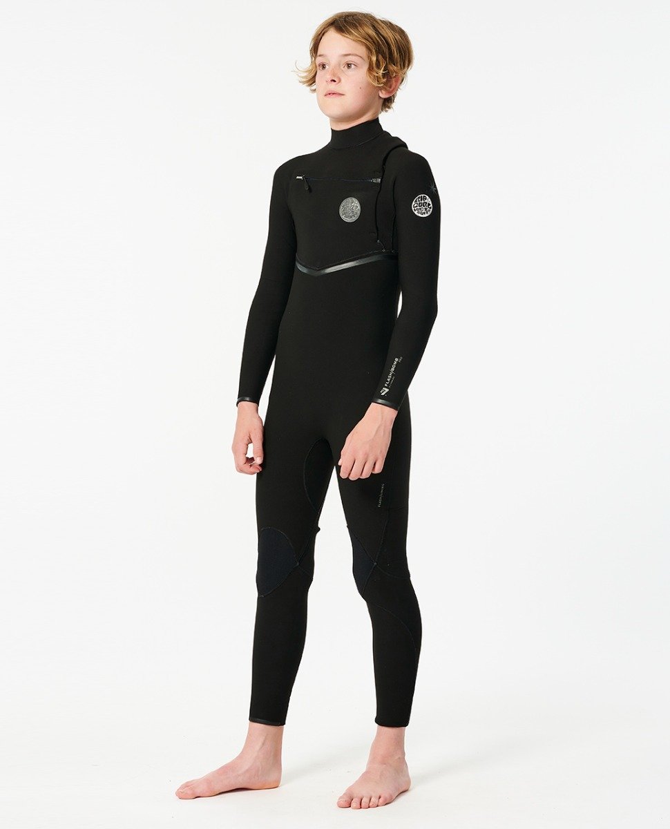 Ripcurl Junior Flash Bomb 5/3mm Chest Zip Winter Wetsuit - Black