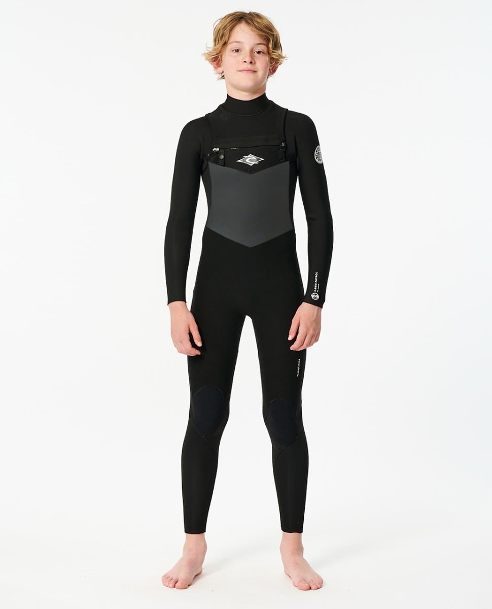 Rip Curl Junior Dawn Patrol Chest Zip 5/3mm Winter Wetsuit - Black