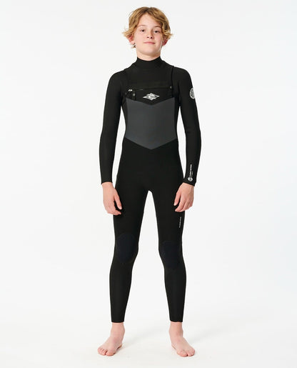 Rip Curl Junior Dawn Patrol Chest Zip 5/3mm Winter Wetsuit - Black