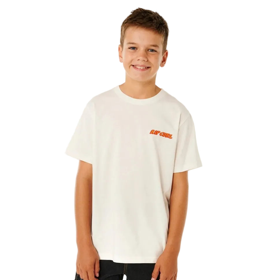Rip Curl Eternal Shred Logo Boys Tee in Bone