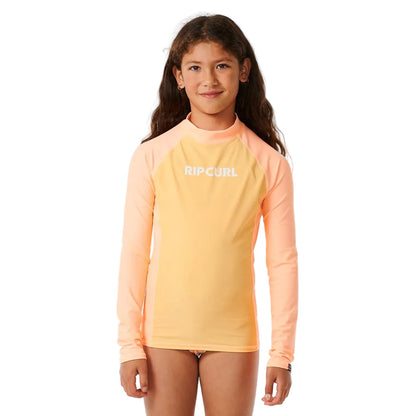 Rip Curl Classic Surf Long Sleeve Girls Rash Vest - Orange