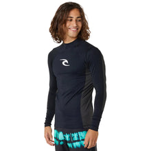 Rip Curl Waves Mens UPF Performance Long Sleeve Rash Vest in Black