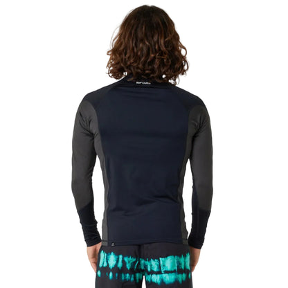 Rip Curl Waves Mens UPF Performance Long Sleeve Rash Vest in Black
