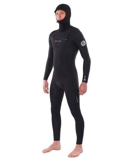 Rip Curl Dawn Patrol 6/4mm Mens Hooded Chest Zip Wetsuit - Black