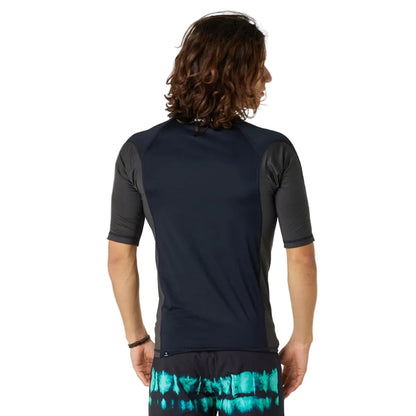 Rip Curl Waves Men's UPF Performance Short Sleeve Rash Vest - Black
