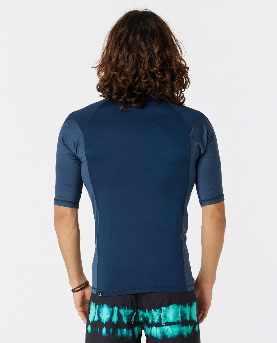 Rip Curl Waves Men's UPF Performance Short Sleeve Rash Vest - Dark Navy
