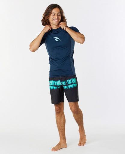 Rip Curl Waves Men's UPF Performance Short Sleeve Rash Vest - Dark Navy