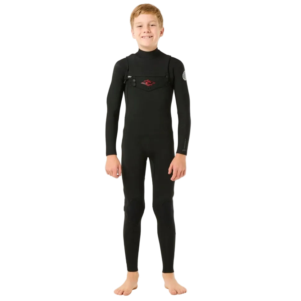 Rip Curl Kids Dawn Patrol Chest Zip 4/3mm Wetsuit in Black