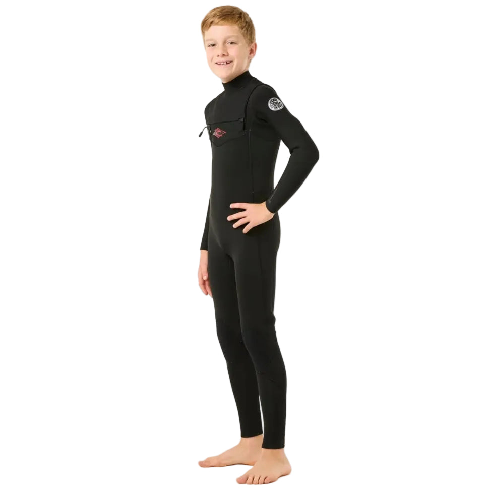 Rip Curl Kids Dawn Patrol Chest Zip 4/3mm Wetsuit 2026 - Black