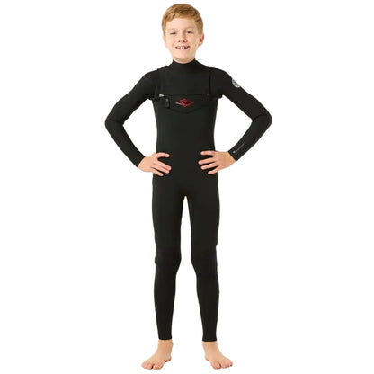 Rip Curl Kids Dawn Patrol Chest Zip 4/3mm Wetsuit in Black