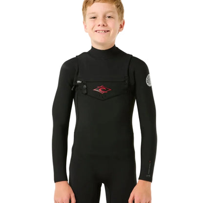 Rip Curl Kids Dawn Patrol Chest Zip 4/3mm Wetsuit 2026 - Black