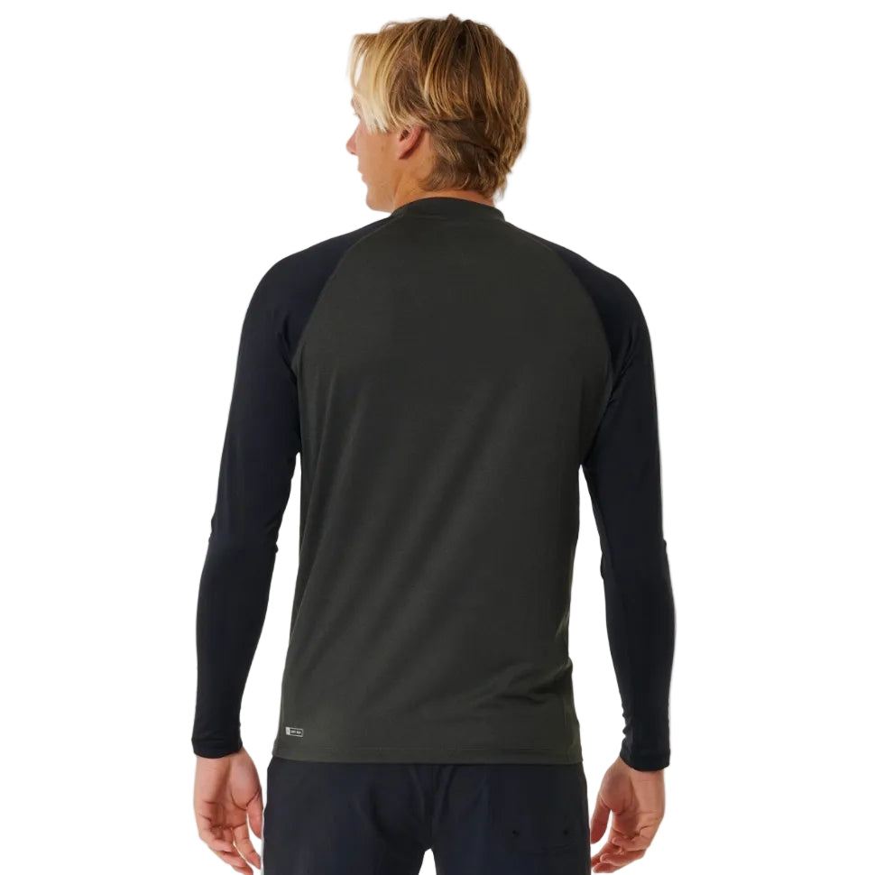 Rip Curl Shock UPF Men's Long Sleeve Rash Vest - Black Marle