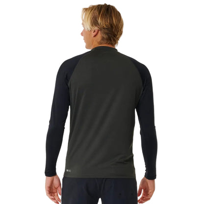 Rip Curl Shock UPF Men's Long Sleeve Rash Vest - Black Marle